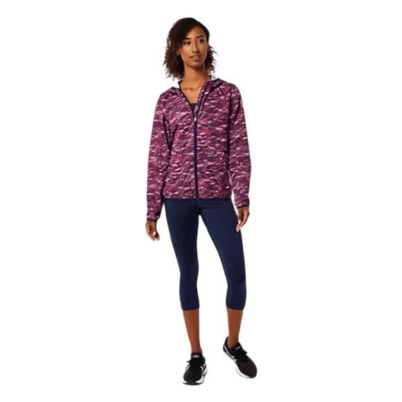 Asics Packable Windbreaker Jacket Purple Deep Mars Print L - Picture 2 of 13